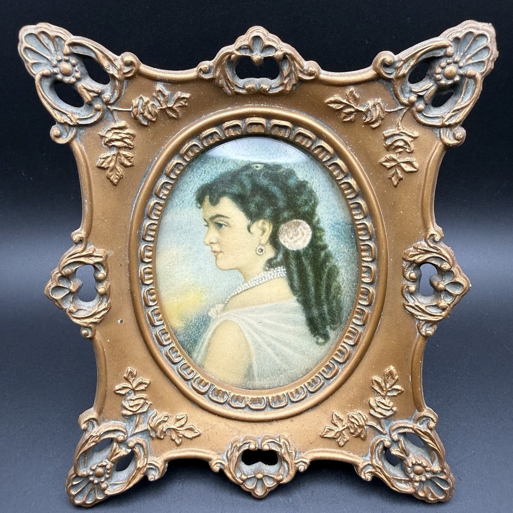 Vtg Cameo Creation Convex Bubble Glass Art Victorian Lady Adelina Patti Portrait